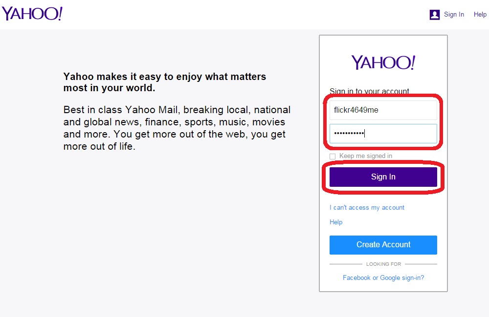 次回ログインするときは、Yahoo!アカウントを入れるだけ